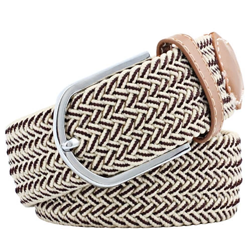 Cross Creek Weave Belt - Brown/White