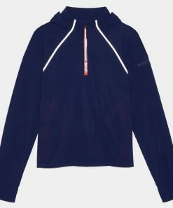 STRETCH WARP KNIT CROPPED QUARTER ZIP HOODED PULLOVER