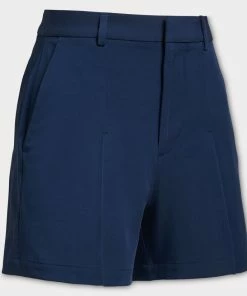 HIGH RISE PLEATED STRETCH TECH TWILL A-LINE SHORT