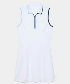 CONTRAST NYLON QUARTER ZIP SLEEVELESS POLO DRESS