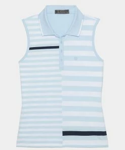 BOLD STRIPE TECH JERSEY SLEEVELESS POLO