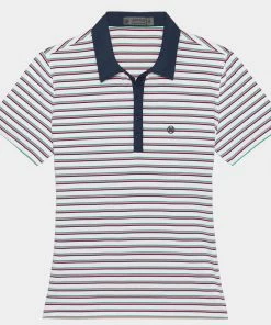 PERFORATED STRIPE TECH JERSEY POLO