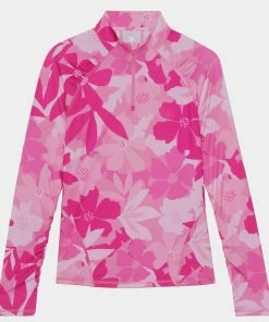 FLORAL CAMO TECH JERSEY QUARTER ZIP PULLOVER