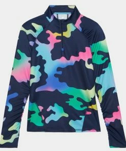 COLOUR BLEND CAMO JERSEY QUARTER ZIP MID LAYER