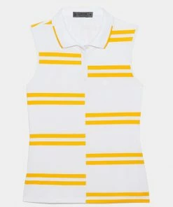 OFFSET STRIPE TECH PIQUÉ SLEEVELESS POLO