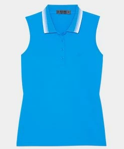 PLEATED COLLAR SILKY TECH NYLON SLEEVELESS POLO