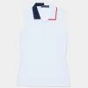 CONTRAST COLLAR SILKY TECH NYLON SLEEVELESS POLO