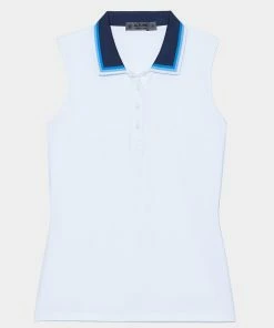 GRADIENT COLLAR SILKY TECH NYLON SLEEVELESS POLO