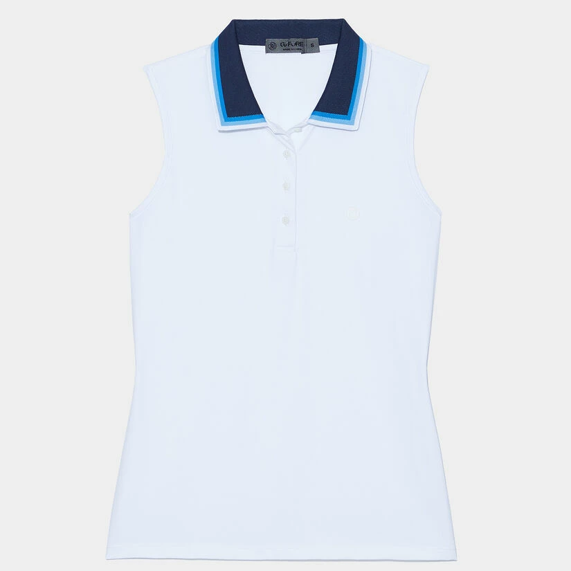 GRADIENT COLLAR SILKY TECH NYLON SLEEVELESS POLO