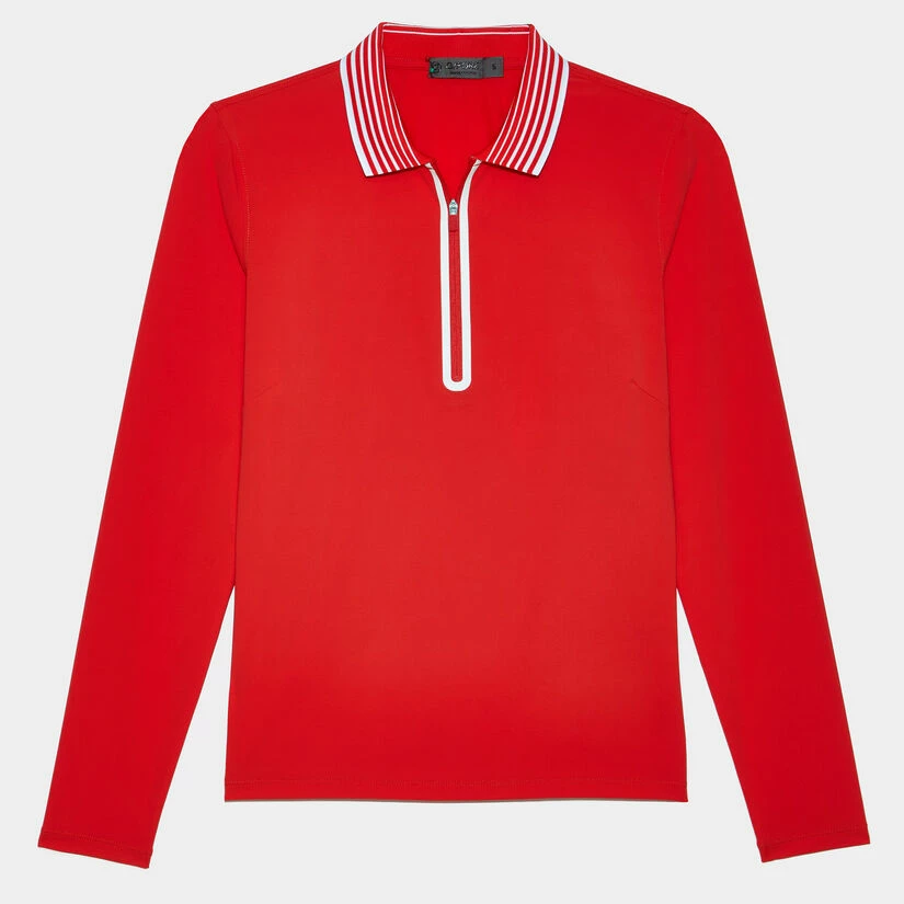 FEATHERWEIGHT SILKY TECH NYLON QUARTER ZIP POLO