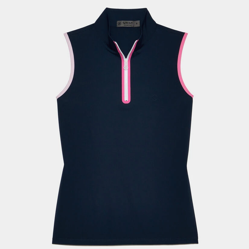 MOCK NECK SILKY TECH NYLON QUARTER ZIP POLO