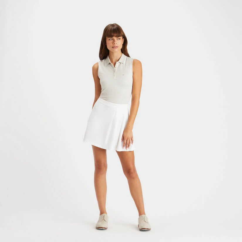 POLKA DOT JACQUARD PLEATED COLLAR SLEEVELESS POLO - Image 4