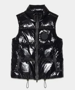 QUILTED POLISHED NYLON MERINO WOOL LINED PUFFER VEST