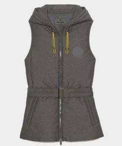 MERINO WOOL LINED QUILTED NYLON HOODED PUFFER VEST
