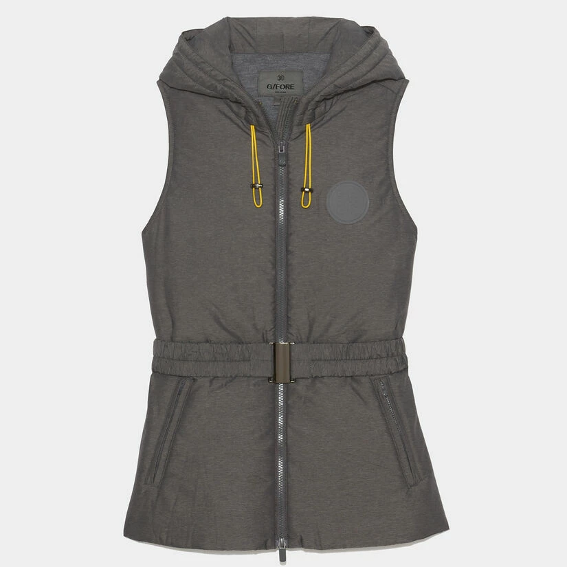 MERINO WOOL LINED QUILTED NYLON HOODED PUFFER VEST