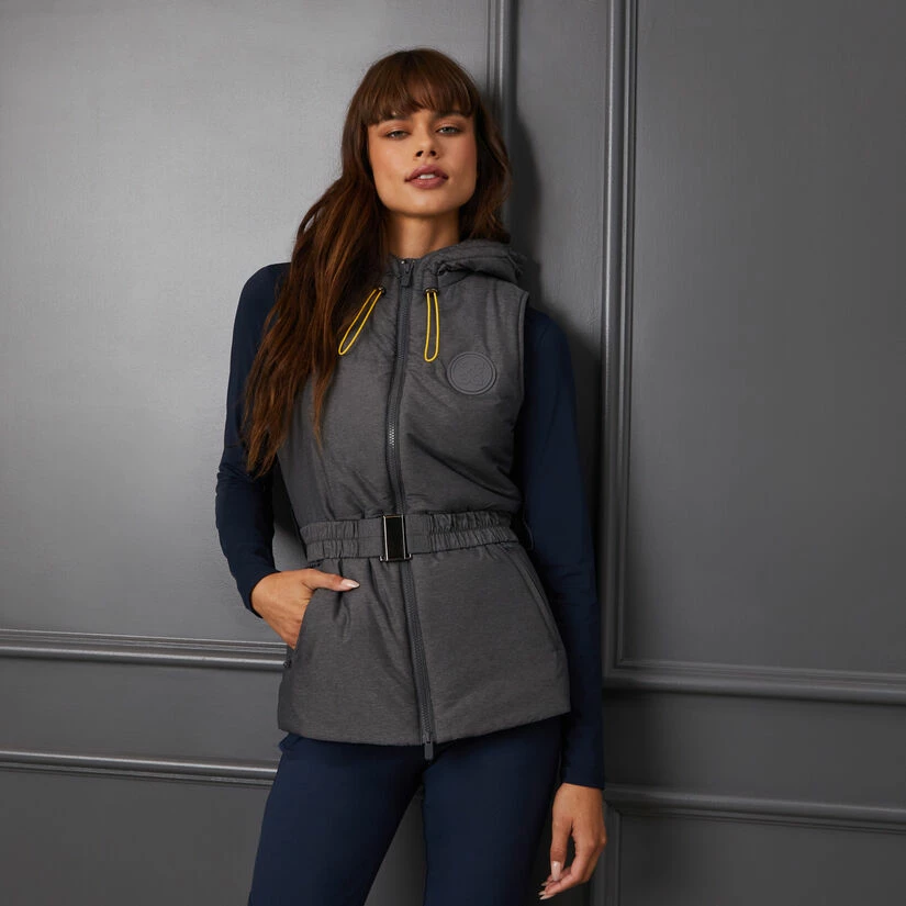 MERINO WOOL LINED QUILTED NYLON HOODED PUFFER VEST - Image 2