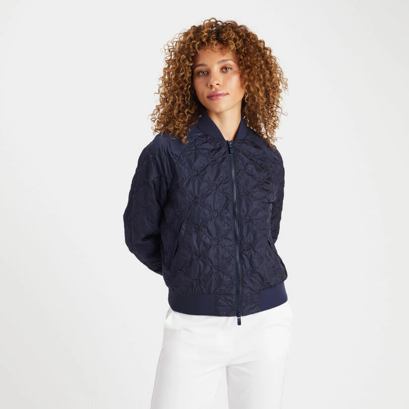 RIB COLLAR EMBOSSED BOMBER JACKET - Image 3