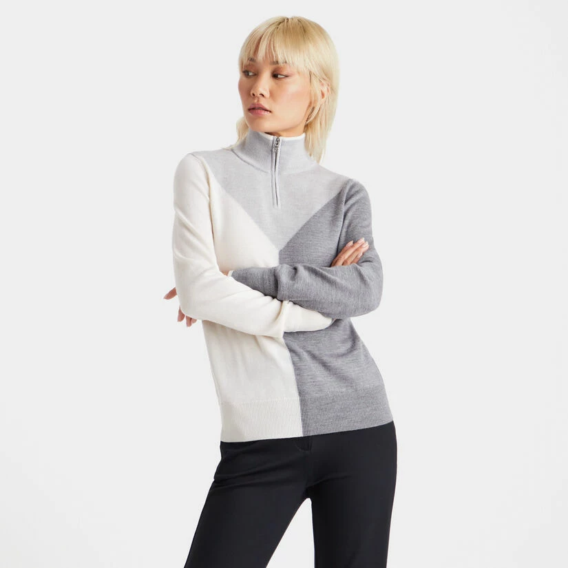 COLOUR BLOCK MERINO WOOL QUARTER ZIP SWEATER - Image 3