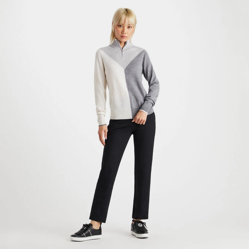 COLOUR BLOCK MERINO WOOL QUARTER ZIP SWEATER - Image 4