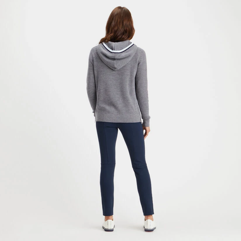 HOODED WAFFLE STITCH MERINO WOOL QUARTER ZIP SWEATER - Image 5
