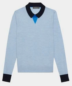LAYERED POLO MERINO WOOL SWEATER