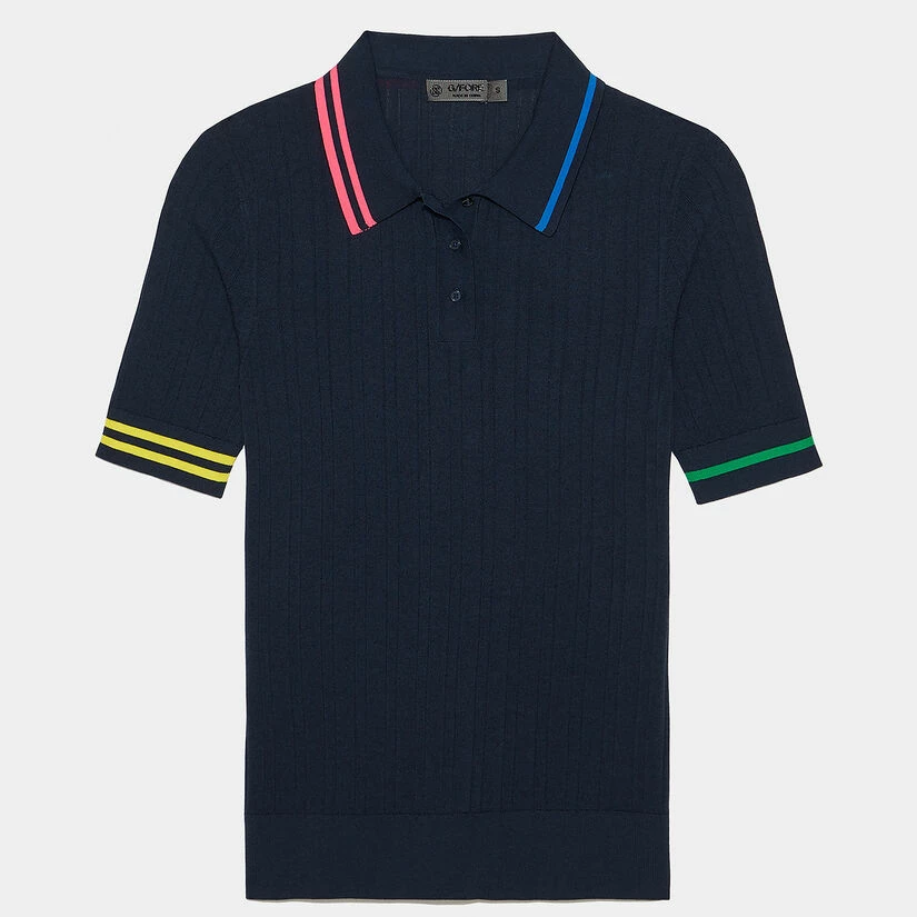 CONTRAST COLLAR RIB COTTON BLEND POLO